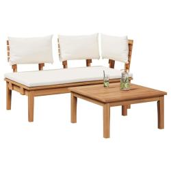 Ensemble banc et table de jardin 2 pcs Cr&egrave;me et marron