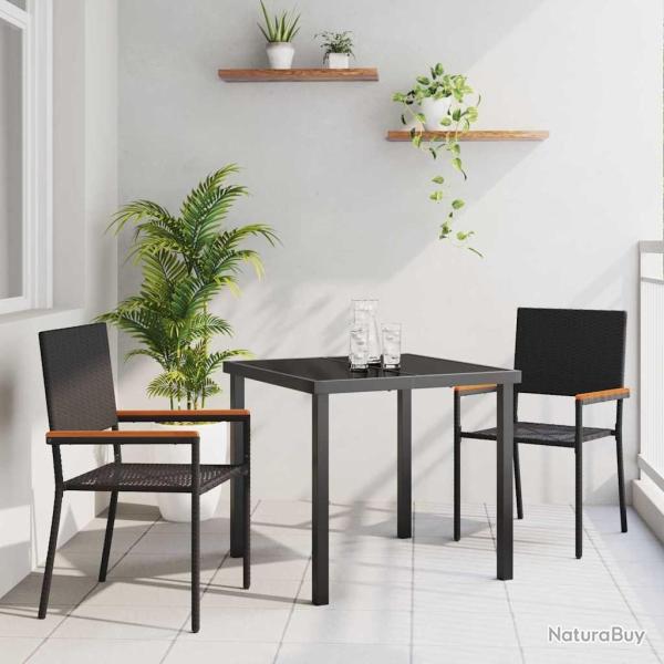 Ensemble de Salle � Manger de Jardin 3 Pi�ces Noir en Poly Rattan