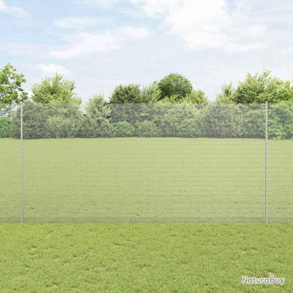 Cl�ture en fil soud� avec 22 poteaux U Argent 1.6x25 m Acier