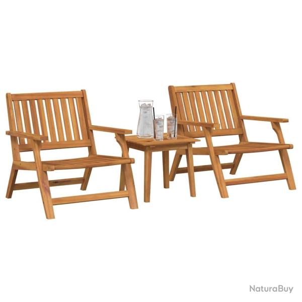Ensemble de chaises de jardin avec table 3 pcs en bois d'acacia