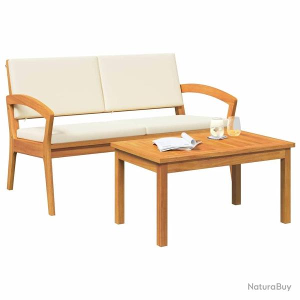 Ensemble Bistro 2 Pi�ces avec Coussins en Bois d'Acacia
