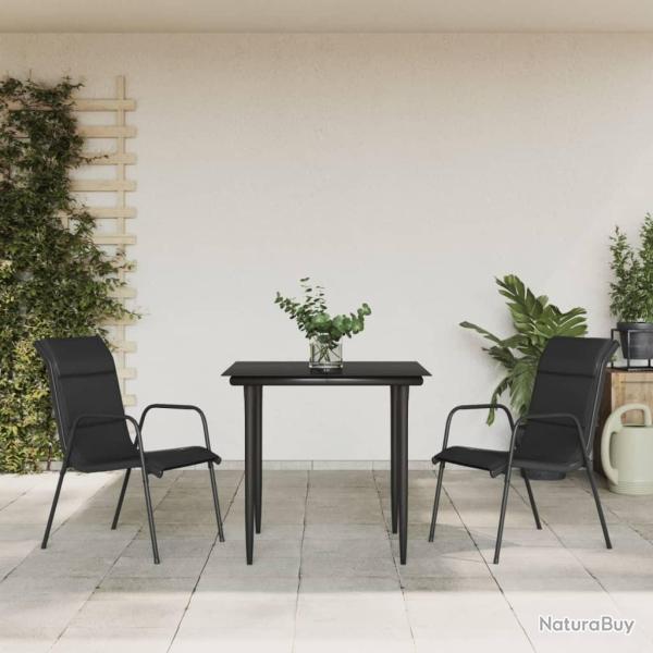 Ensemble � manger de jardin 3 pcs noir textil�ne et acier