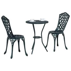 Ensemble Bistro de Jardin en Aluminium Couleur Verte 3 Pi&egrave;ces vidaXL