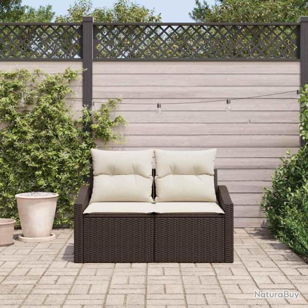 Canap� de jardin 2 places avec rangement et coussins en poly rotin marron