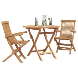 Ensemble Bistro de Jardin Pliable 3 Pi&egrave;ces en Bois Massif d'Acacia