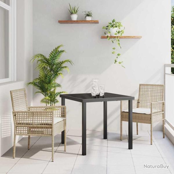 Ensemble de salle � manger de jardin 3 pi�ces avec coussins en rotin poly beige