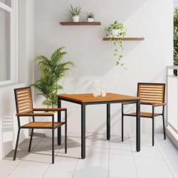 Ensemble de salle &agrave; manger pour jardin 3 pcs Noir et Marron