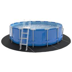 Feuille de sol de piscine noire &Oslash; 458 cm, tissu non tiss&eacute; rond.