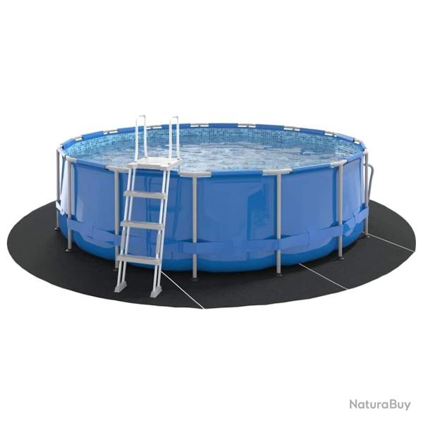 Feuille de sol de piscine noire � 458 cm, tissu non tiss� rond.