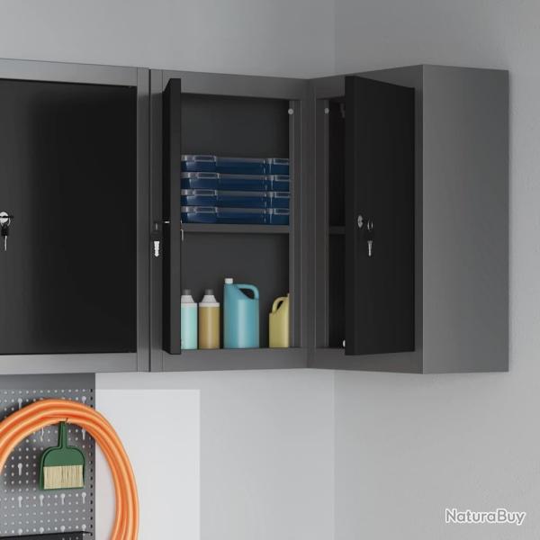 Armoire � outils d'angle murale et verrouillable en acier noir