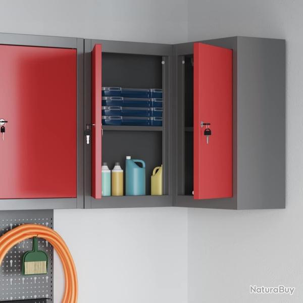 Armoire � outils d'angle murale et verrouillable en acier rouge