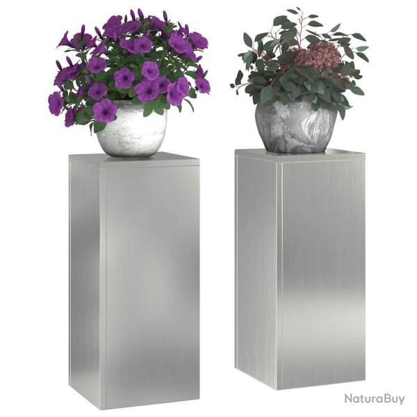 Supports de Plantes Ext�rieurs Pilier 2 pcs 24x24x55 cm Acier Galvanis�
