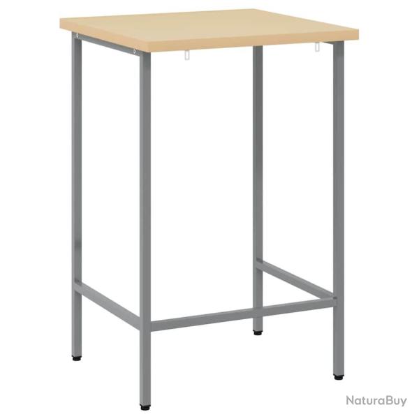 Table de travail grise 55x55x85 cm en acier et bois d'ing�nierie
