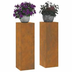 Supports de plantes d'ext&eacute;rieur Colonne 2 pcs 24x24x75 cm Acier patin&eacute;