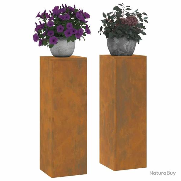 Supports de plantes d'ext�rieur Colonne 2 pcs 24x24x75 cm Acier patin�