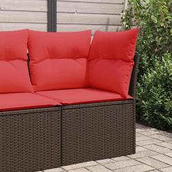 Canap&eacute; de jardin avec coussin Marron 62 x 62 x 69 cm polyrotin