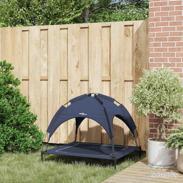 Lit pour chien sur�lev� avec toit amovible Bleu marine L Acier