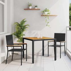 Ensemble de salle &agrave; manger pour jardin 3 pcs Noir polyrotin