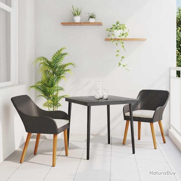 Ensemble de jardin 3 pi�ces , noir en poly rotin