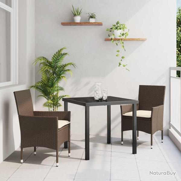 Ensemble de salle � manger pour jardin 3 pcs Marron 2 Places