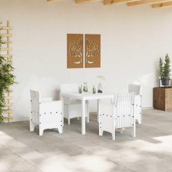 Ensemble repas jardin blanc 5 pcs Blanc Osier r&eacute;sine