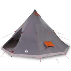 Tente de famille tipi grise et orange, imperm&eacute;able, pour 12 personnes.