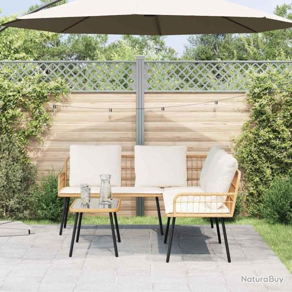 Canap� en L Naturel 231x173x78 cm en Poly Rattan