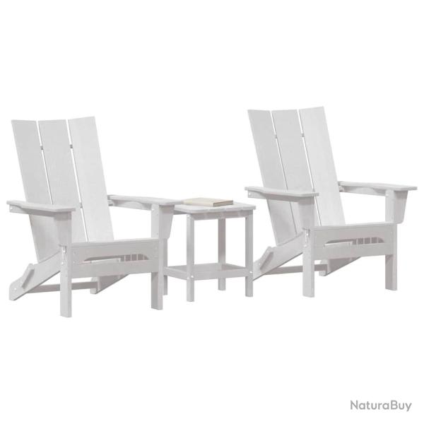 Ensemble de Salon de Jardin 3 Pi�ces Blanc HDPE