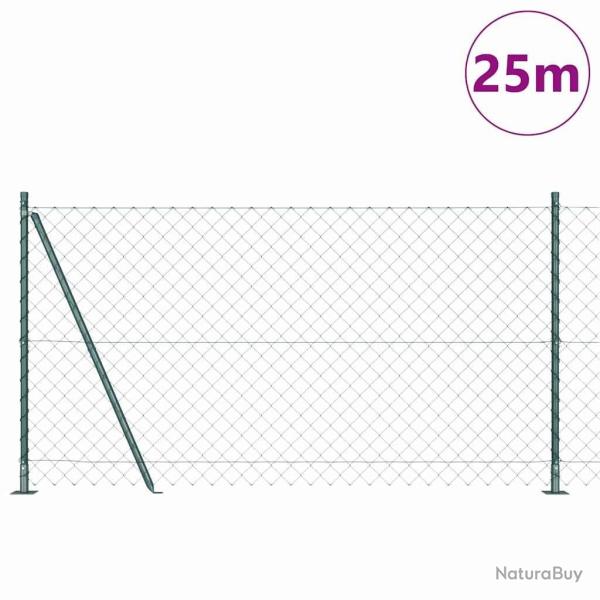 Jeu de Poteaux de Cl�ture Argent 25 x 1,2 m Acier galvanis�