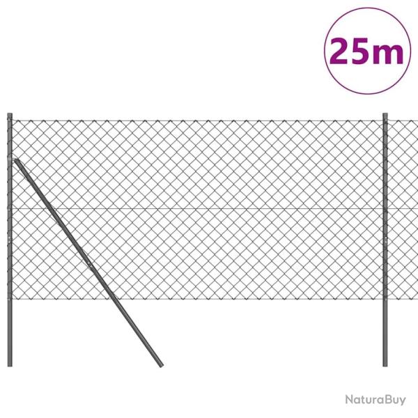 Jeu de Poteaux de Cl�ture Gris 1.4 x 25 m Acier galvanis�