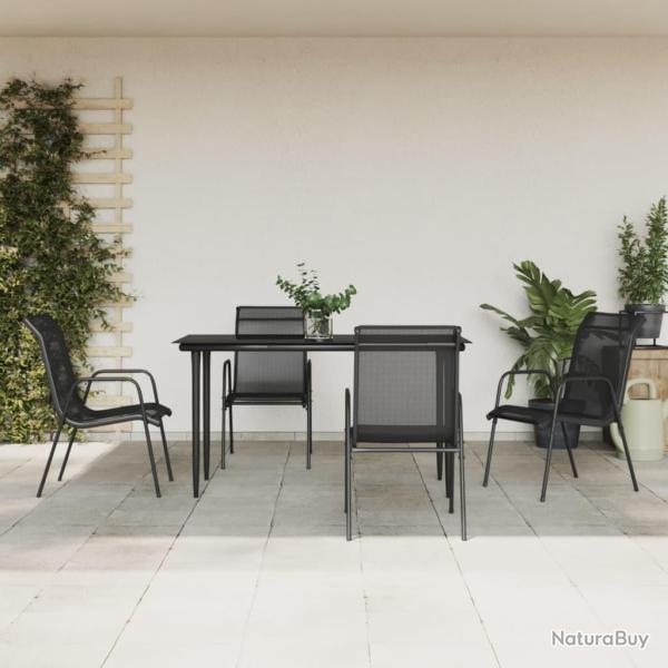 Ensemble � manger de jardin 5 pcs noir textil�ne et acier