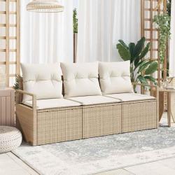 Ensemble de canap&eacute; de jardin 3 pcs Beige et blanc polyrotin