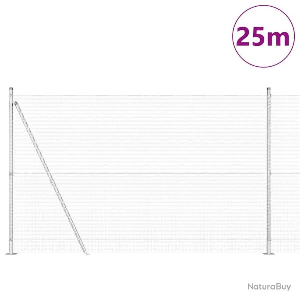 Cl�ture en fil soud� avec 13 poteaux flasqu�s 1,6x25 m Acier galvanis�