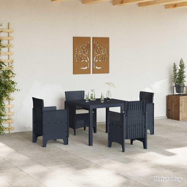 Ensemble de repas de jardin avec coussins 5 pcs Anthracite