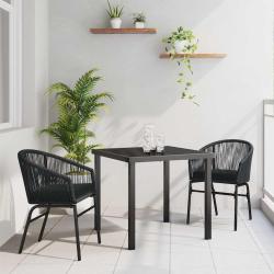 Ensemble de salle &agrave; manger de jardin 3 pi&egrave;ces - Rattan synth&eacute;tique noir