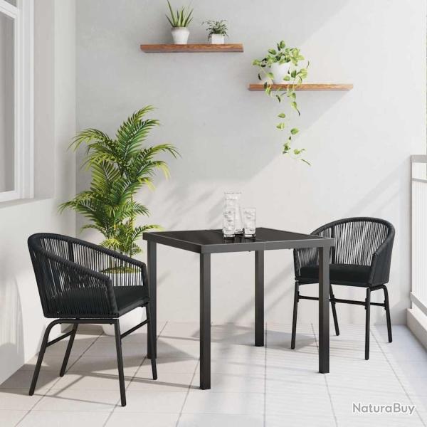 Ensemble de salle � manger de jardin 3 pi�ces - Rattan synth�tique noir