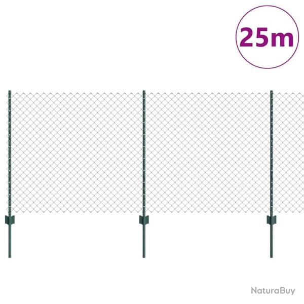 Cl�ture en cha�ne avec 22 poteaux U verte 1x25 m acier