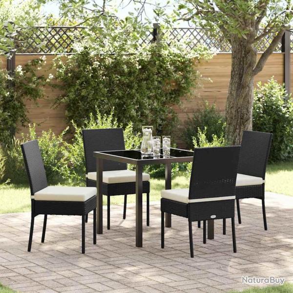 Ensemble de jardin de 5 pi�ces en poly rotin noir