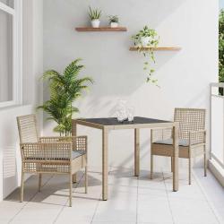 Ensemble de salle &agrave; manger pour jardin 3 pcs Beige