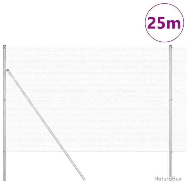 Cl�ture en Fil Soud� avec 13 Poteaux 1,5x25 m Acier Galvanis�