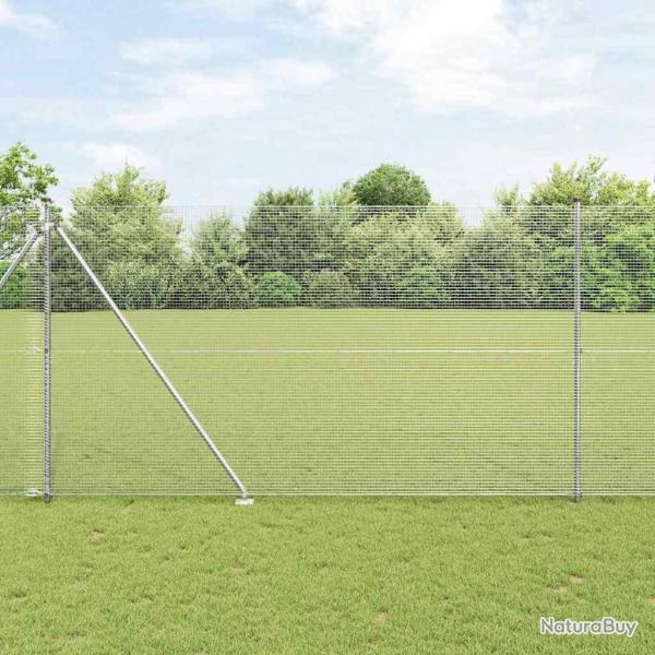 Cl�ture en Fil Soud� avec 13 Piquets 1.6x25 m Acier Galvanis�