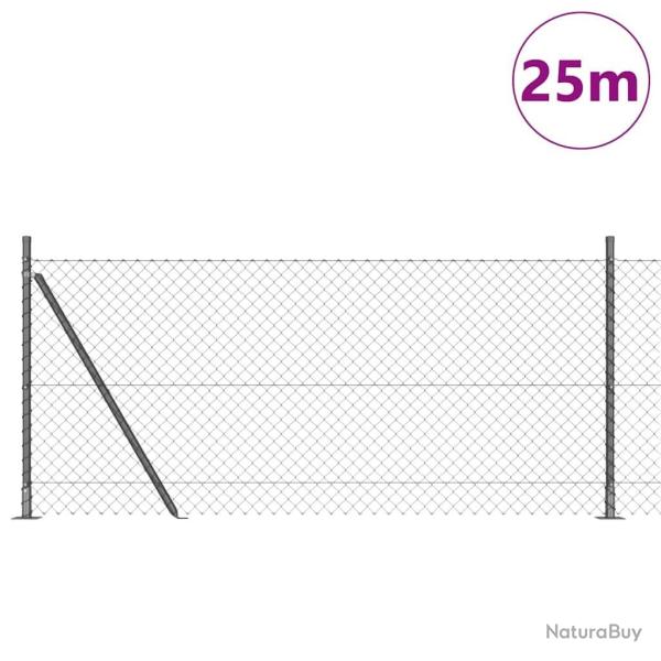 Jeu de Poteaux de Cl�ture Argent 25 x 1 m Acier galvanis�