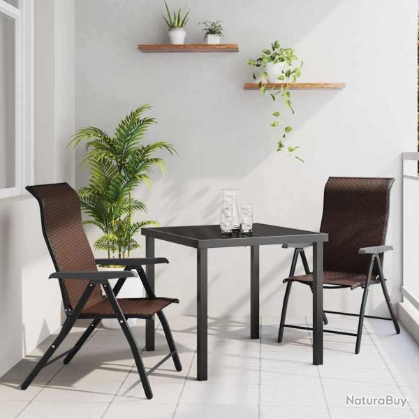 Ensemble de salle � manger de jardin 3 pi�ces en poly rattan marron