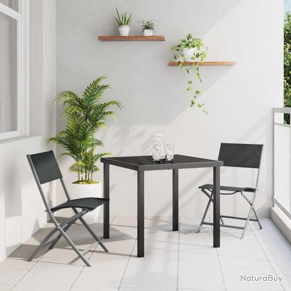 Set de mobilier de jardin , 3 pi�ces en textil�ne noir et acier.