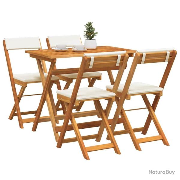Ensemble Bistro Pliable 5 Pi�ces avec Coussins en Bois Massif d'Acacia