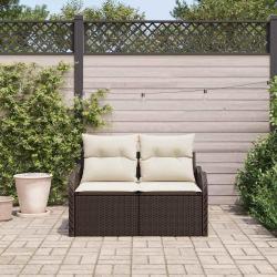 Canap&eacute; de jardin avec coussin Marron 121 x 62 x 69cm polyrotin