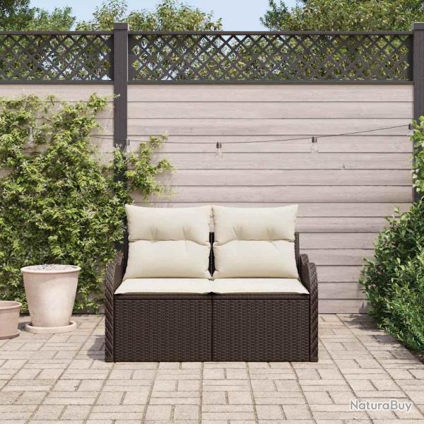Canap� de jardin 2 places avec coussins en polyrotin marron