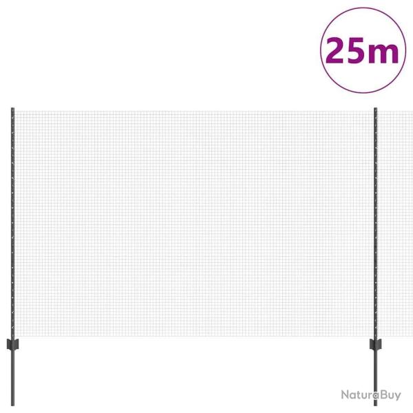 Ensemble de cl�tures de jardin Lot de 2 Gris M�tal 25 x 1,5 m