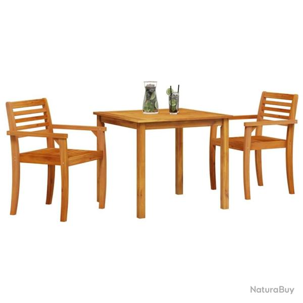 Ensemble de jardin 3 pcs Bois naturel 85 x 85 x 75 cm