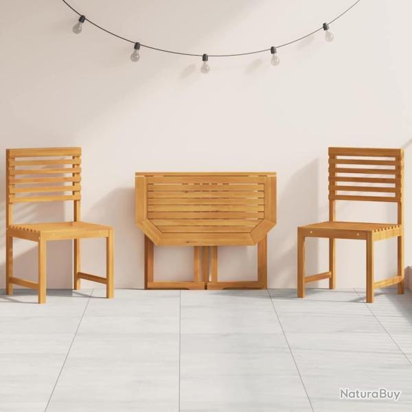 Ensemble de jardin bistro 3 pices en bois d'acacia massif